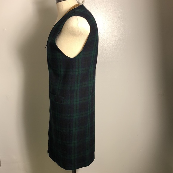 Vintage Plaid Wool Duster Dress Vest - Picture 4 of 8